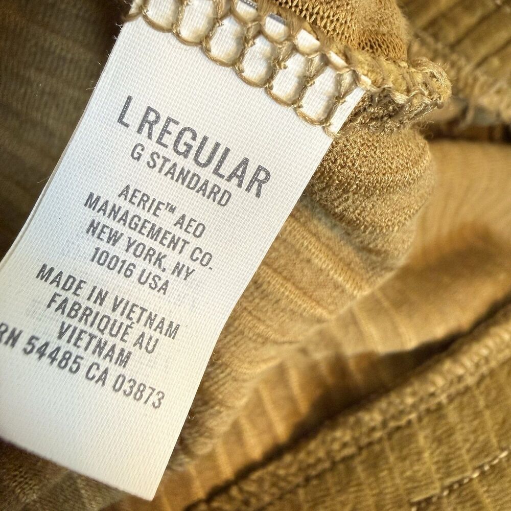 Aerie Corduroy Flare Pants Womens Large L Mustard Pull On Stretch High Rise Boho - Picture 9 of 9